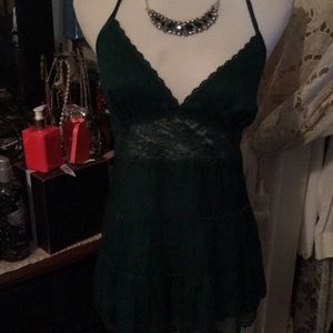 BEBE EMERALD GREEN HALTER TOP SZ MEDIUM 🎋